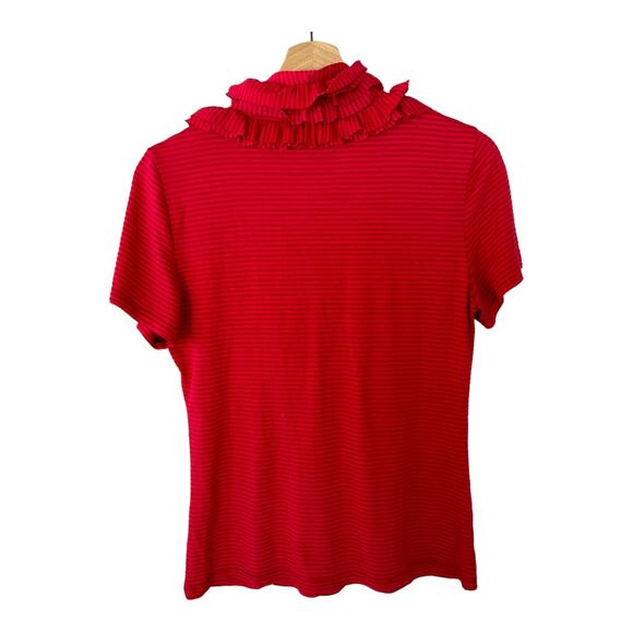 Soft Surroundings Ruffle V Neck Striped T Shirt Top S Small - Picture 2 of 7